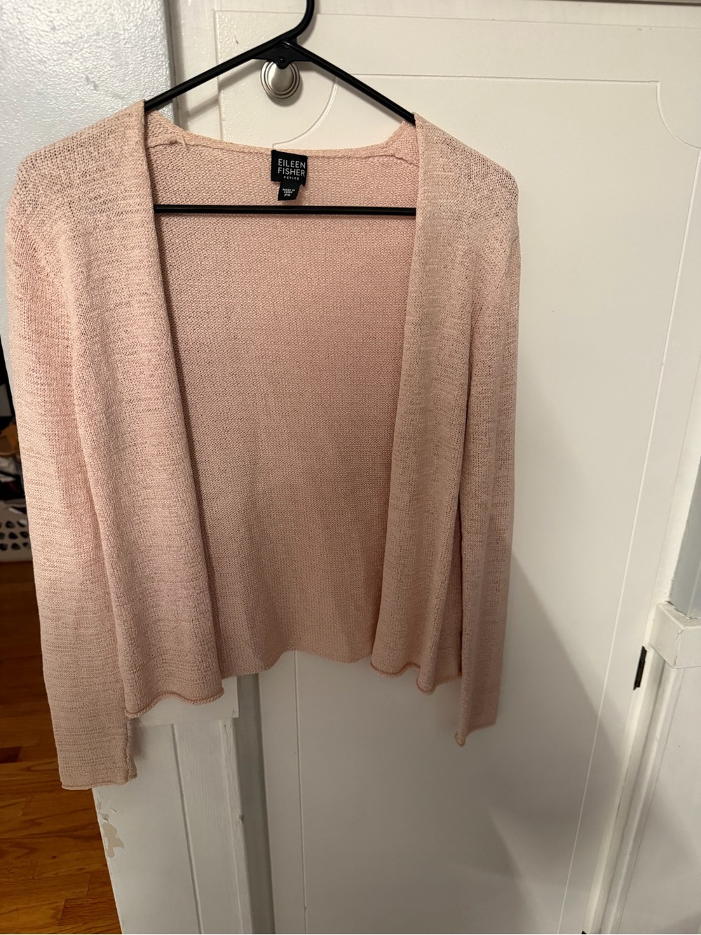 Eileen Fisher Silk blend Lightweight Pink Open-Front Cardigan Sweater